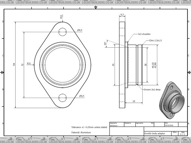 Throttle body adpator drawing